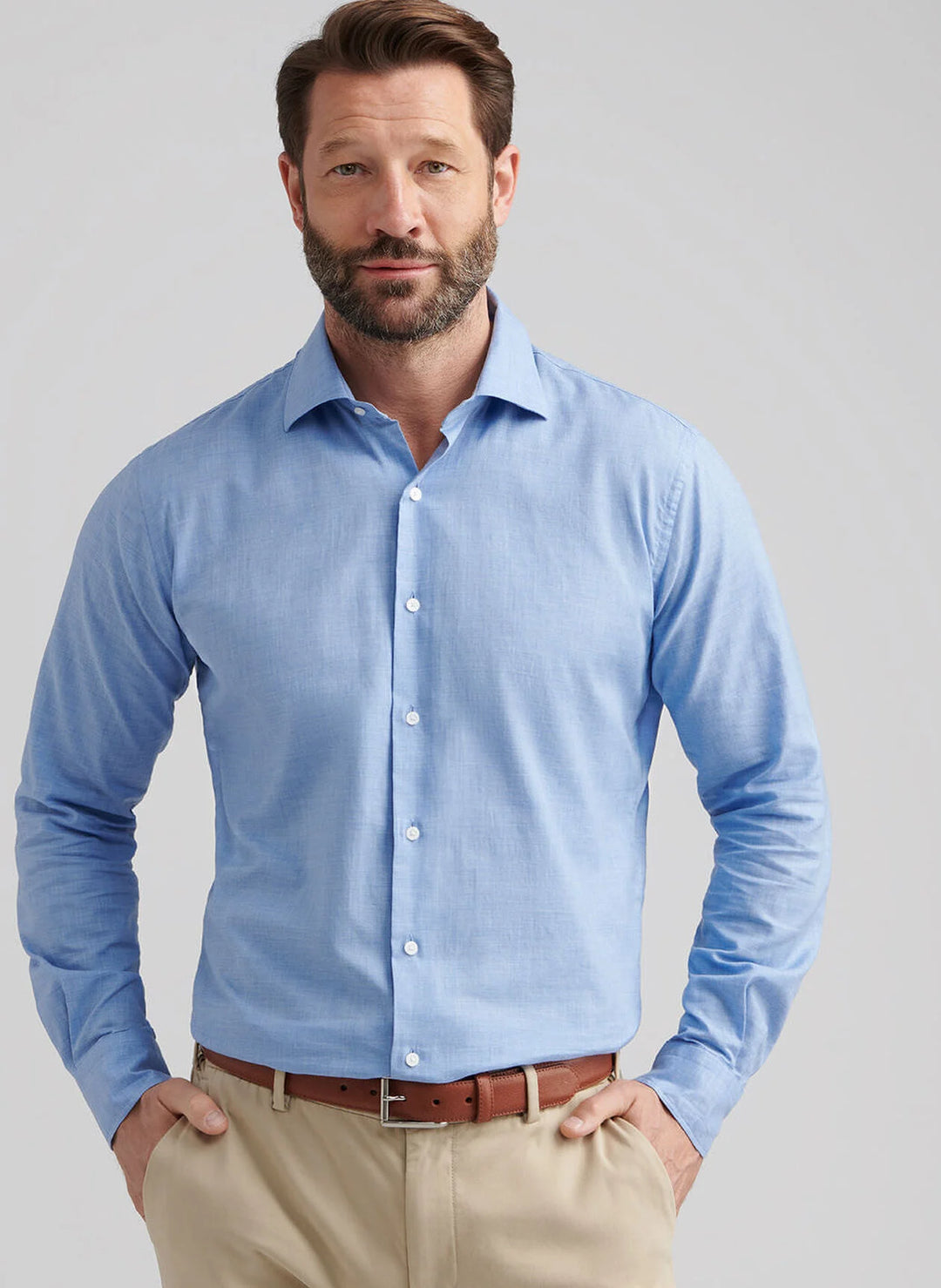 Peter Millar Highlands Soft Twill Cotton Sport Shirt: Ruddy Blue