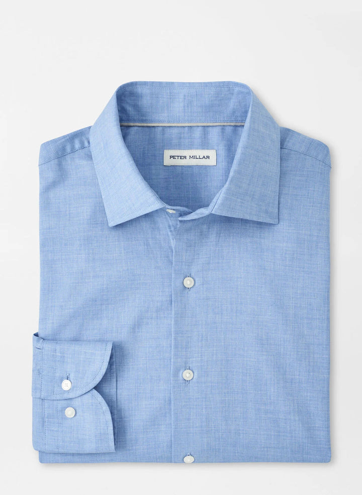 Peter Millar Highlands Soft Twill Cotton Sport Shirt: Ruddy Blue