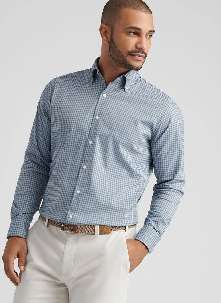 Peter Millar Conway Crown Lite Cotton-Stretch Shirt: Basil
