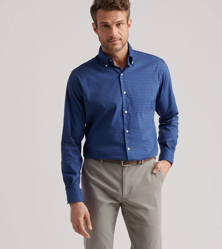 Peter Millar Conway Crown Lite Cotton-Stretch Sport Shirt: Blue Haze