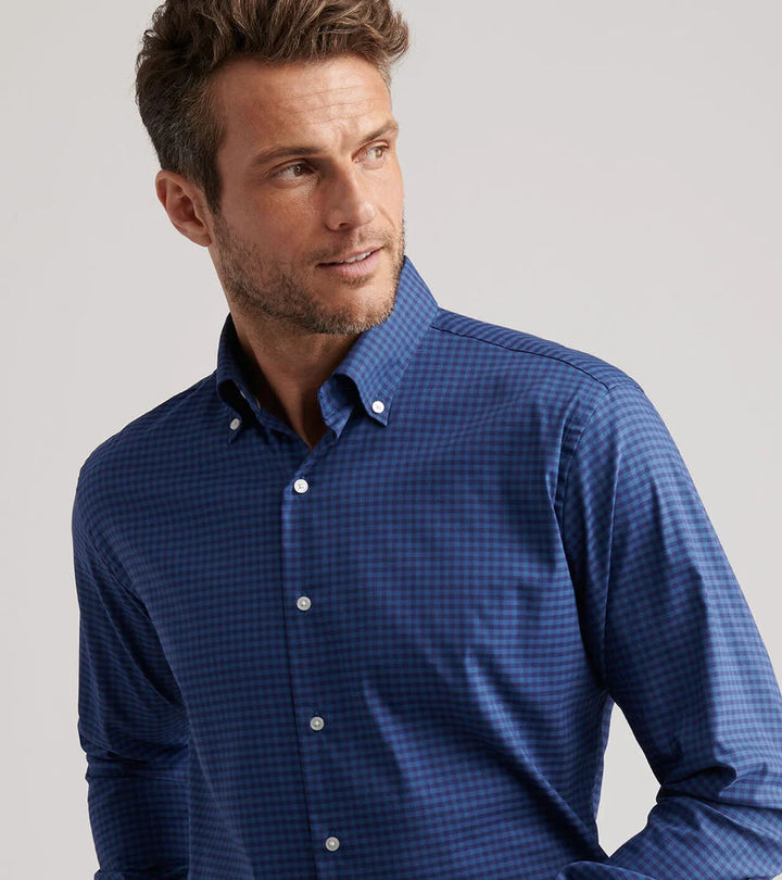 Peter Millar Conway Crown Lite Cotton-Stretch Sport Shirt: Blue Haze