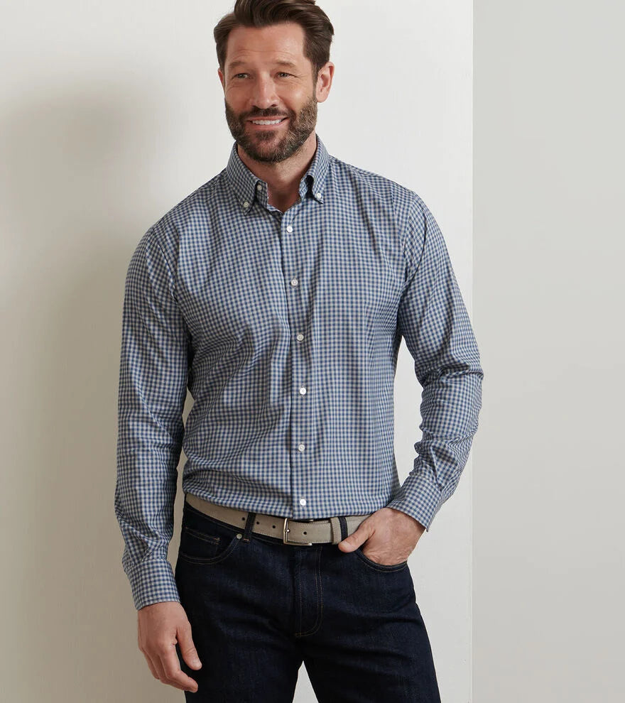 Peter Millar Conway Crown Lite Cotton-Stretch Sport Shirt: Gale Grey