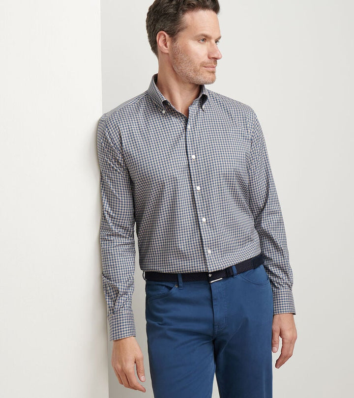 Peter Millar Conway Crown Lite Cotton-Stretch Sport Shirt: Poplar Brown