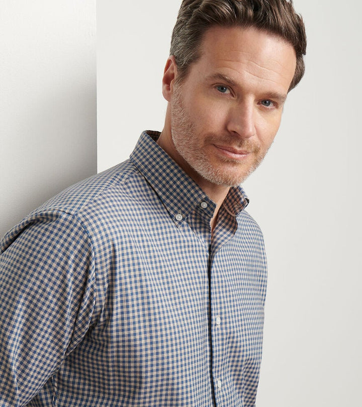 Peter Millar Conway Crown Lite Cotton-Stretch Sport Shirt: Poplar Brown