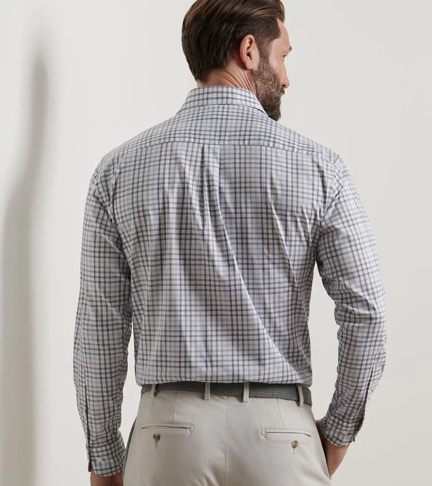 Peter Millar North Coast Crown Lite Cotton-Stretch Sport Shirt: Blue Haze