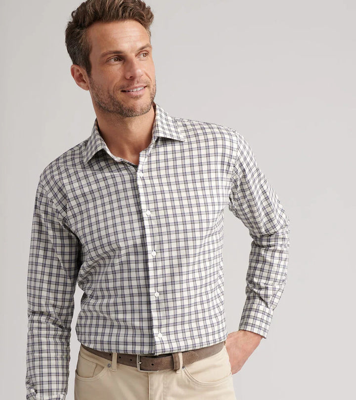Peter Millar Lenox Crown Lite Cotton-Stretch Sport Shirt: Winter Ivory