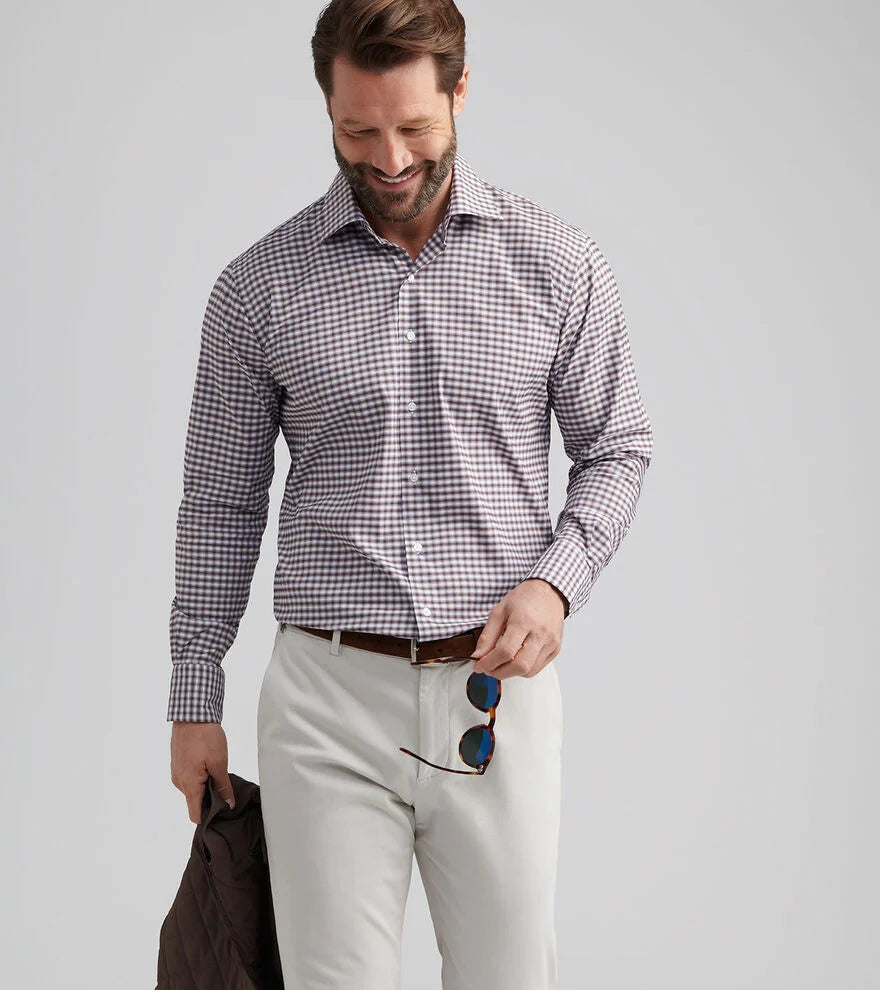 Peter Millar Fairbanks Performance Twill Sport Shirt: French Press