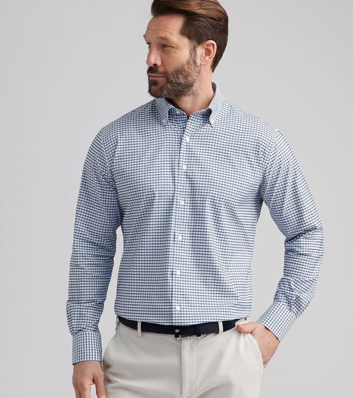 Peter Millar Cashiers Performance Twill Sport Shirt: Deep Verdant
