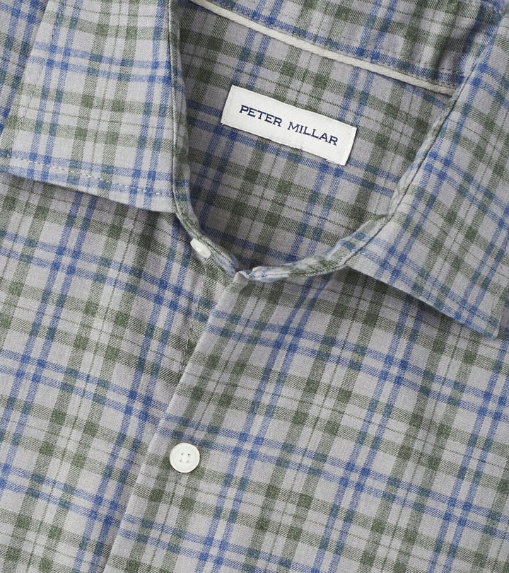 Peter Millar Bar Harbor Performance Flannel Sport Shirt: British Grey