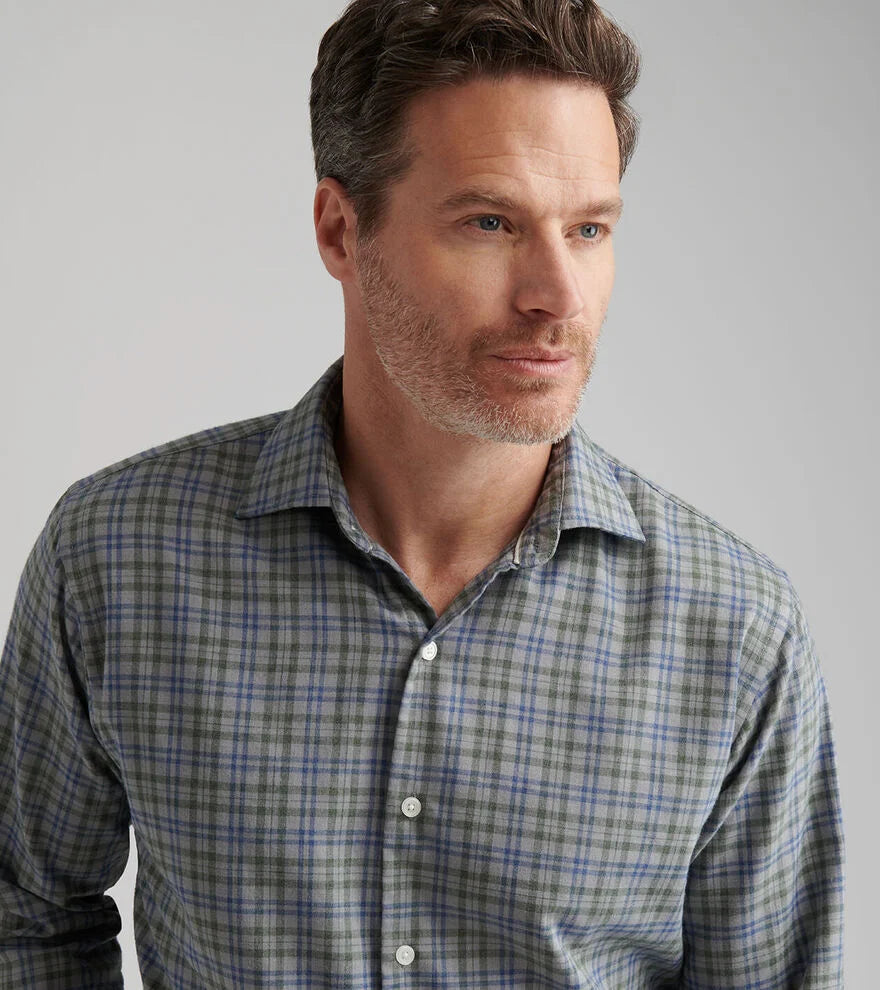 Peter Millar Bar Harbor Performance Flannel Sport Shirt: British Grey