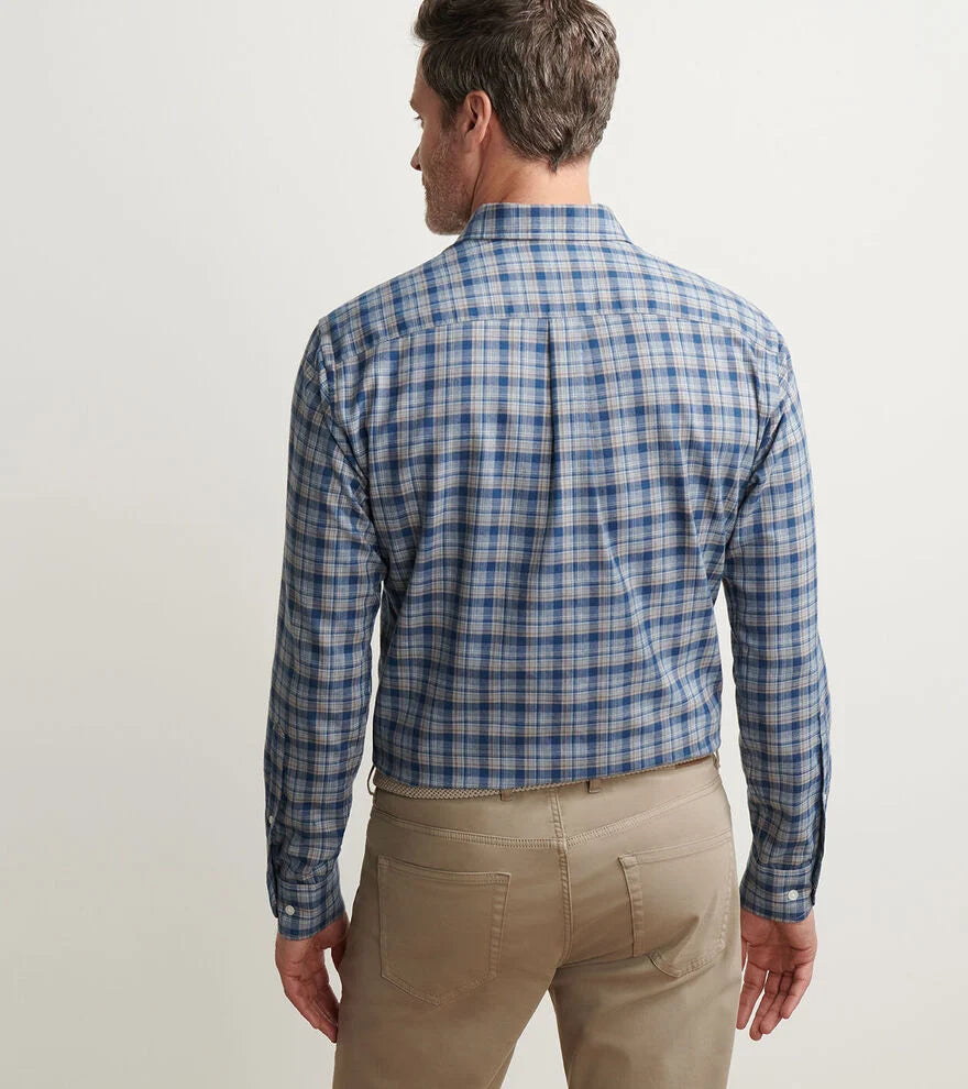 Peter Millar Whitecap Performance Flannel Sport Shirt: Blue Haze