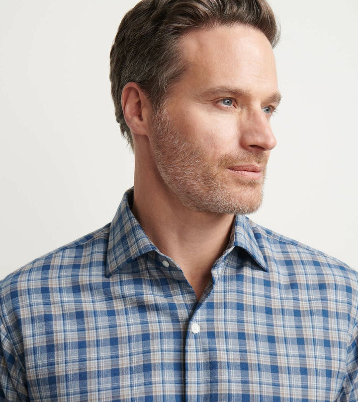 Peter Millar Whitecap Performance Flannel Sport Shirt: Blue Haze