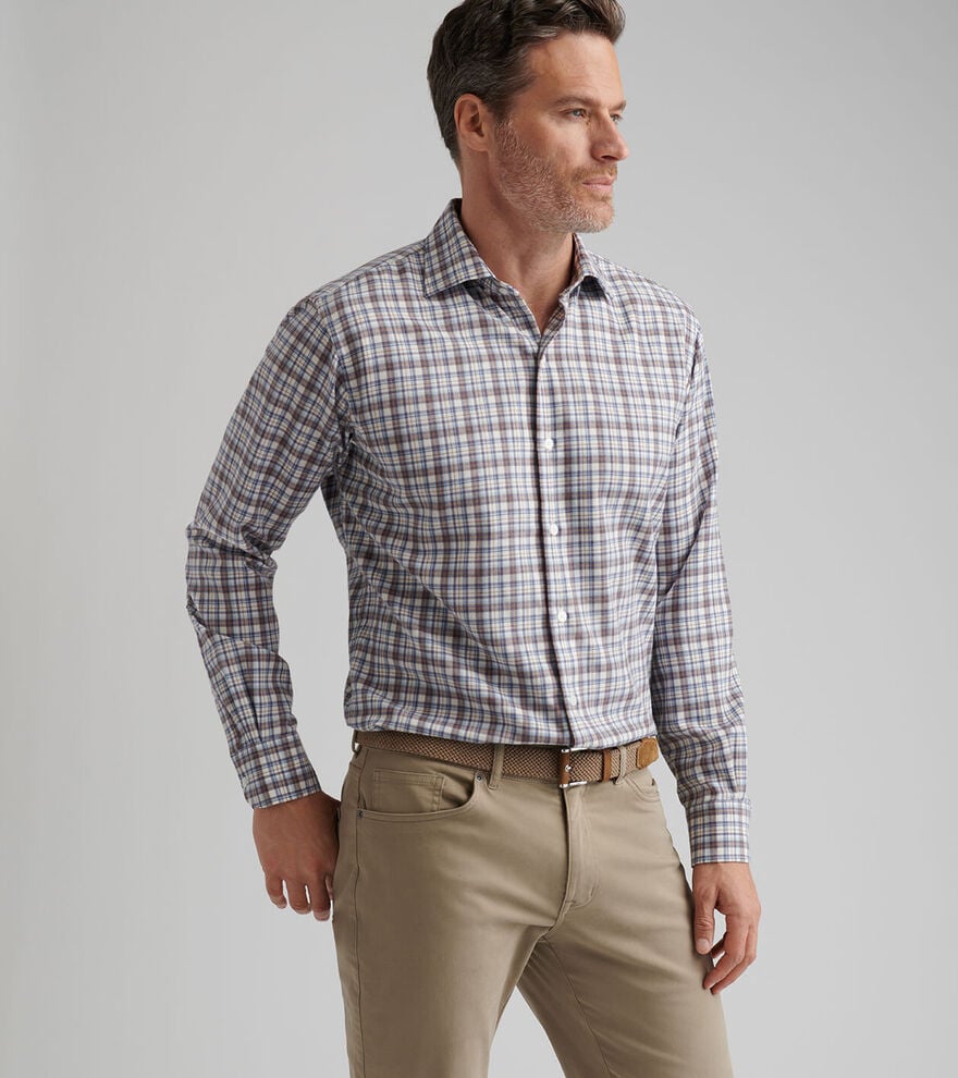 Peter Millar Waynesville Performance Flannel Sport Shirt: Winter Ivory