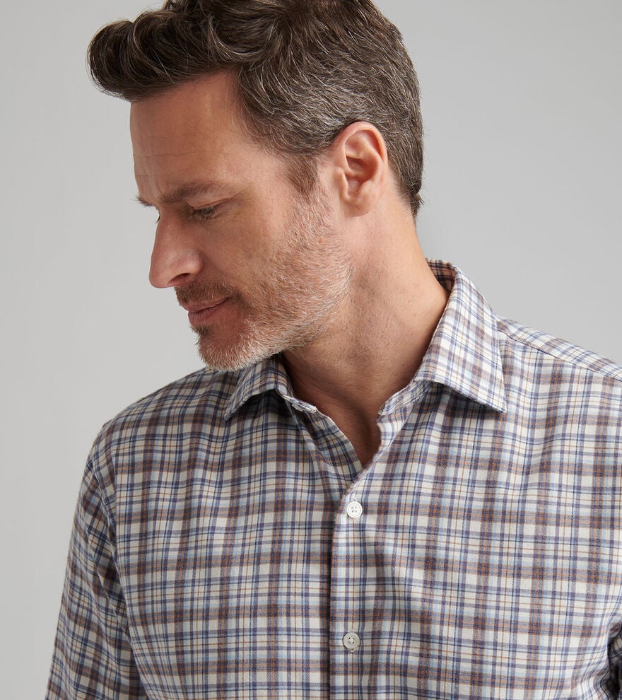Peter Millar Waynesville Performance Flannel Sport Shirt: Winter Ivory