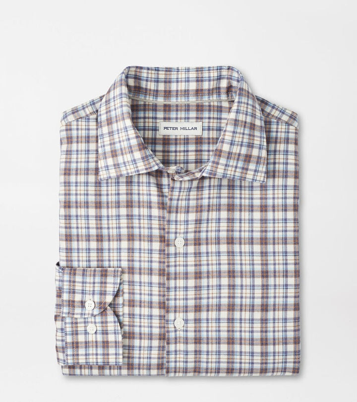 Peter Millar Waynesville Performance Flannel Sport Shirt: Winter Ivory