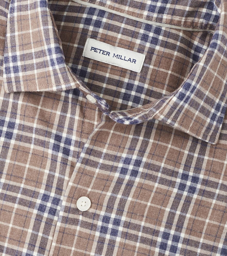 Peter Millar Big Bear Performance Flannel Sport Shirt: Poplar Brown