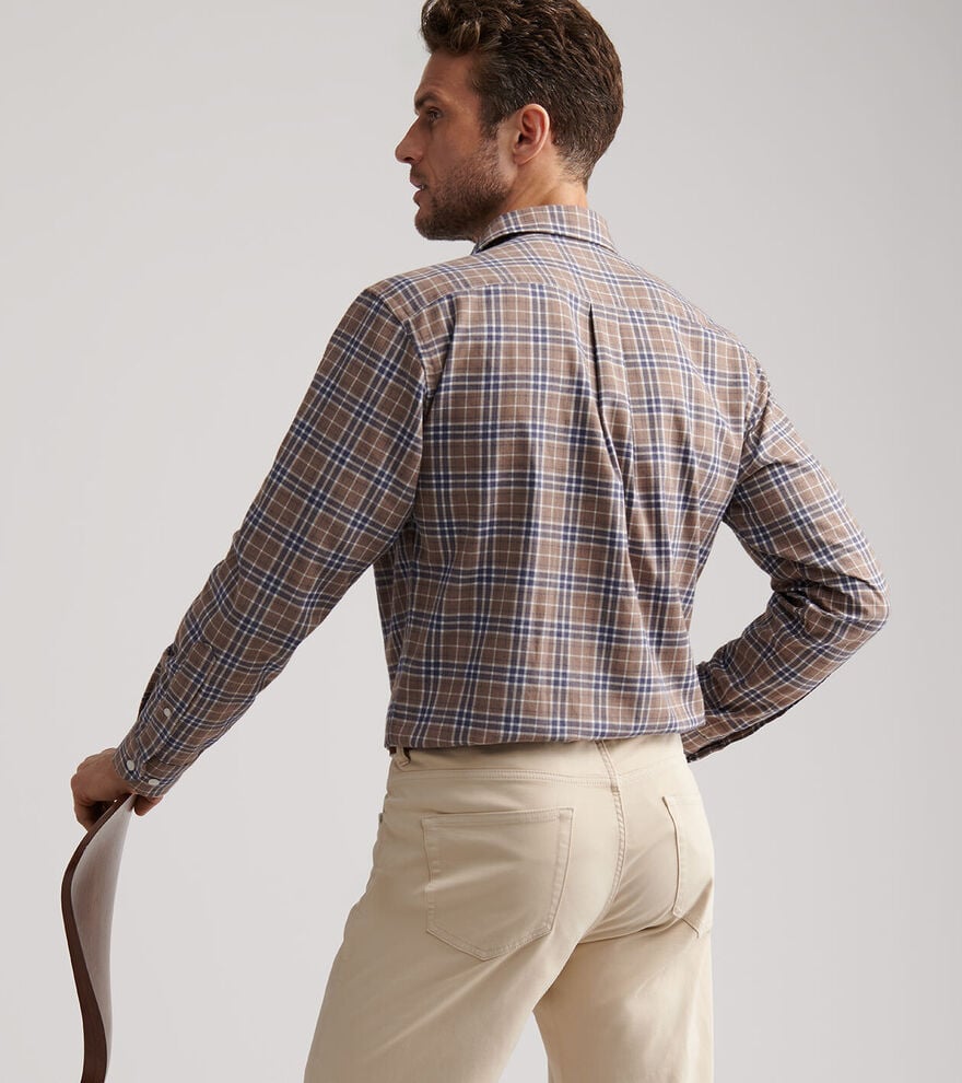 Peter Millar Big Bear Performance Flannel Sport Shirt: Poplar Brown