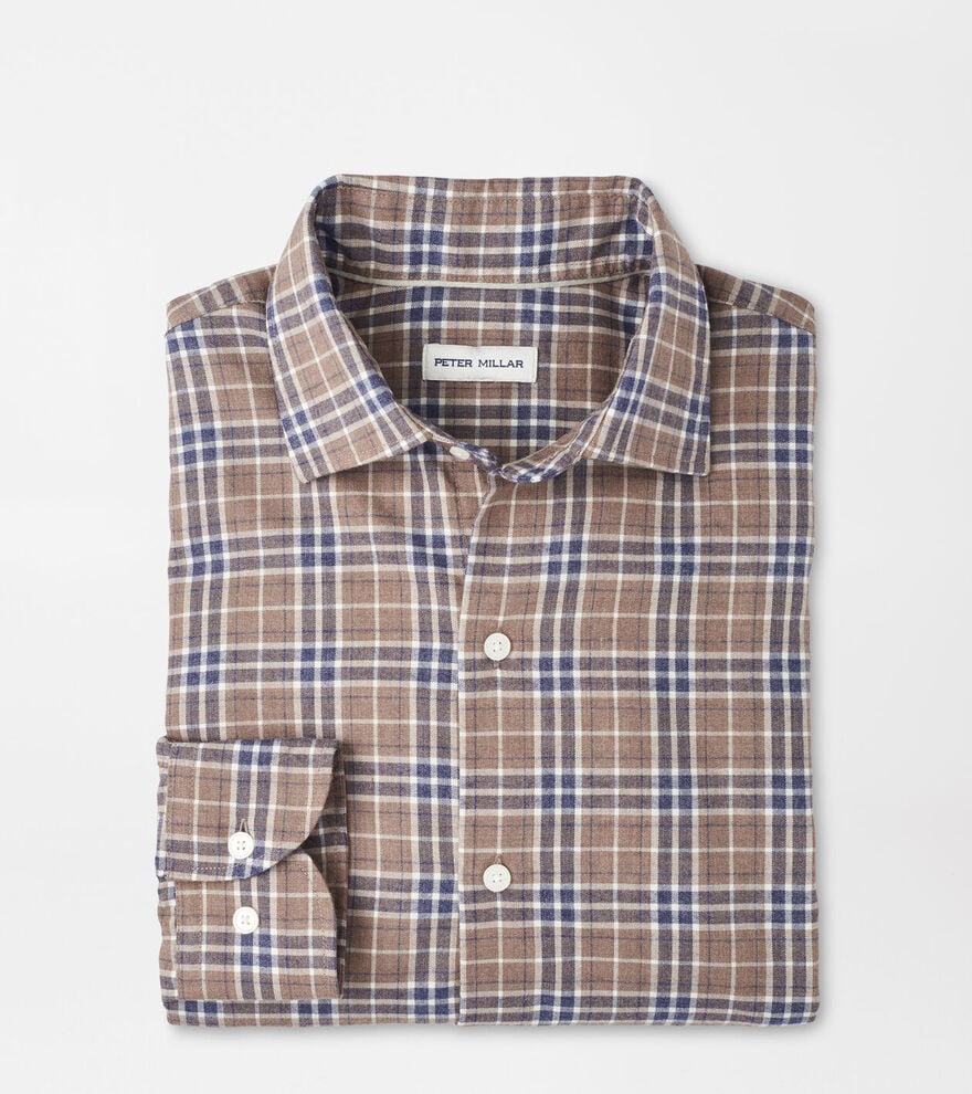 Peter Millar Big Bear Performance Flannel Sport Shirt: Poplar Brown