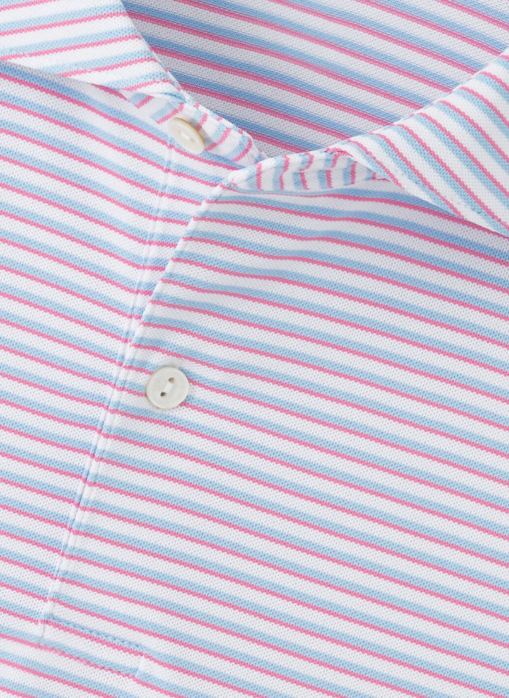 Peter Millar Crown Crafted Tempo Performance Mesh Polo: White/Blue Frost