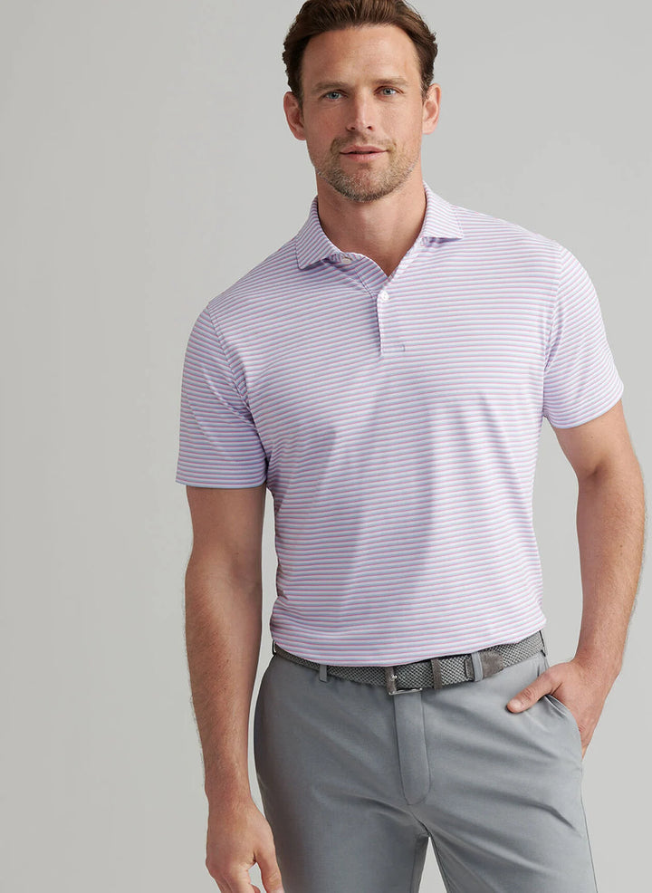 Peter Millar Crown Crafted Tempo Performance Mesh Polo: White/Blue Frost