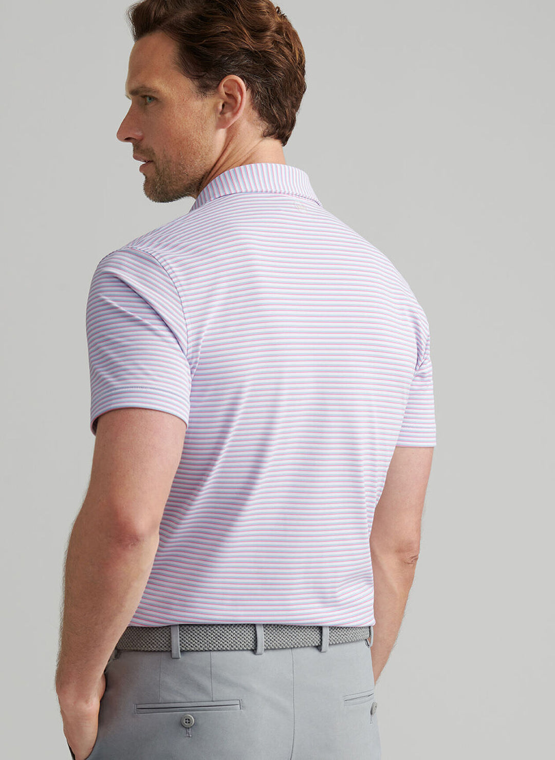 Peter Millar Crown Crafted Tempo Performance Mesh Polo: White/Blue Frost