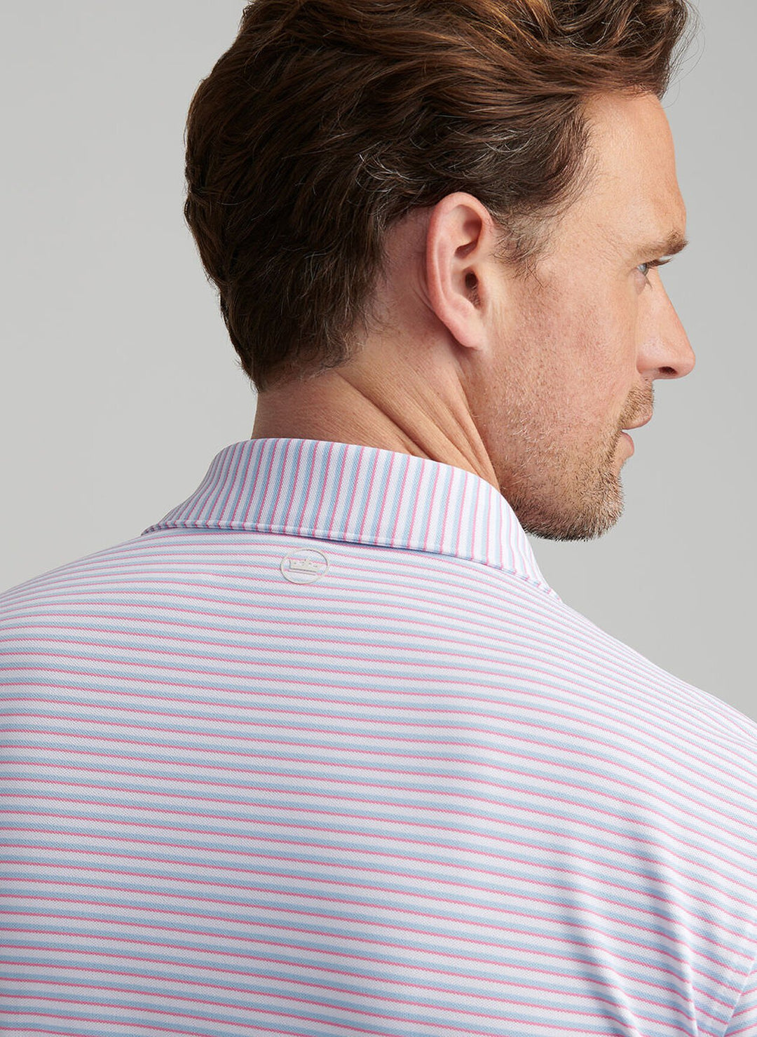 Peter Millar Crown Crafted Tempo Performance Mesh Polo: White/Blue Frost