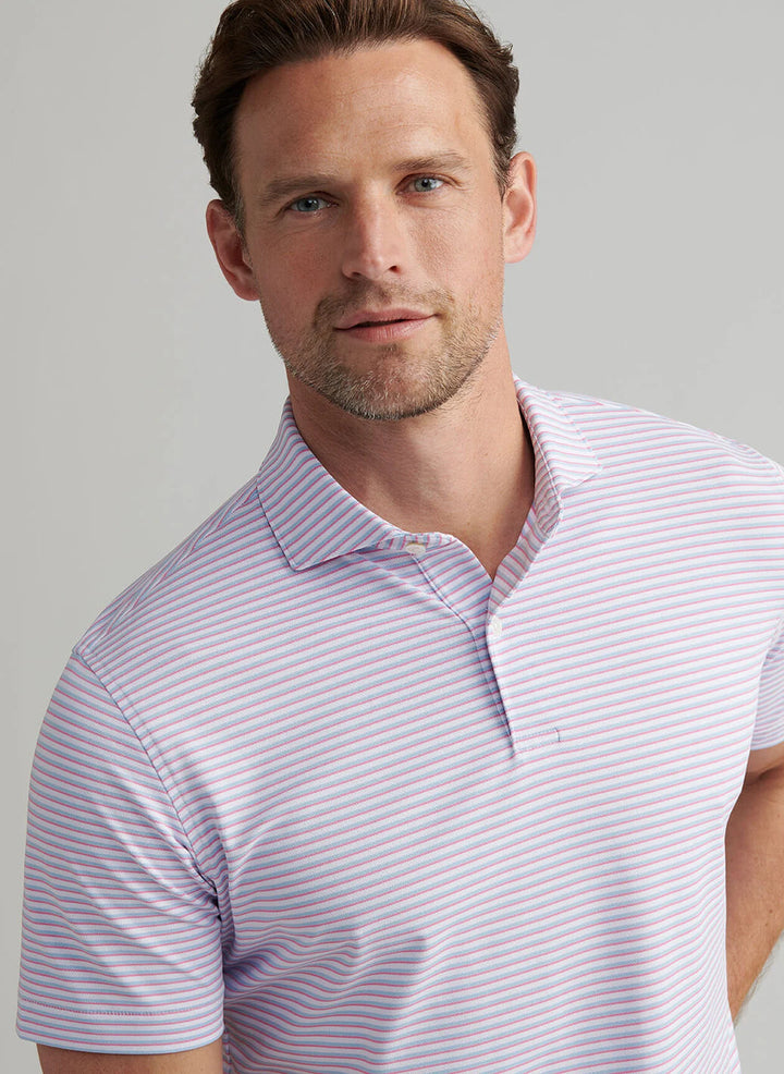 Peter Millar Crown Crafted Tempo Performance Mesh Polo: White/Blue Frost