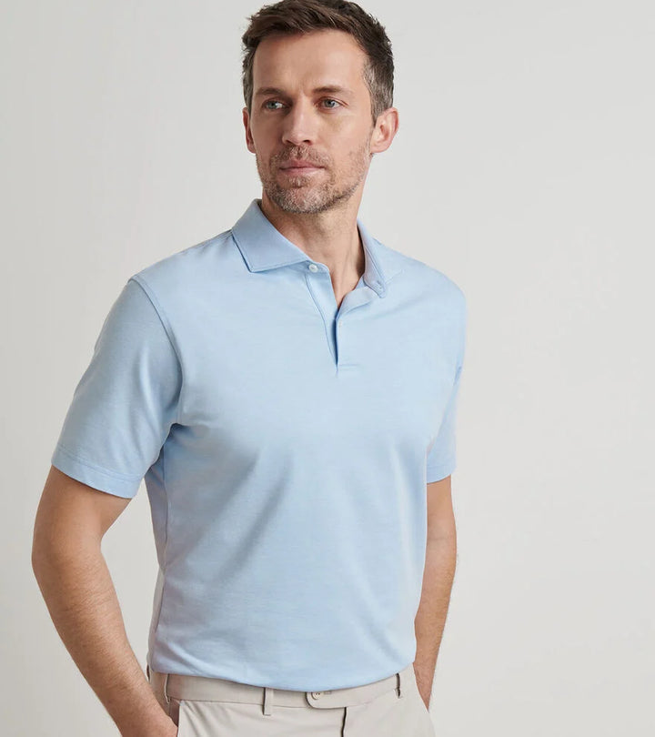 Peter Millar Crown Crafted Albatross Cotton-Blend Pique Polo: Blue Topaz