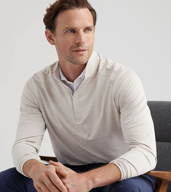 Peter Millar Stealth Performance Quarter-Zip: Oatmeal
