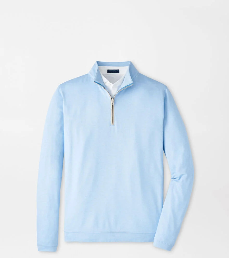 Peter Millar Albatross Cotton-Blend Piqué Quarter-Zip: Blue Topaz
