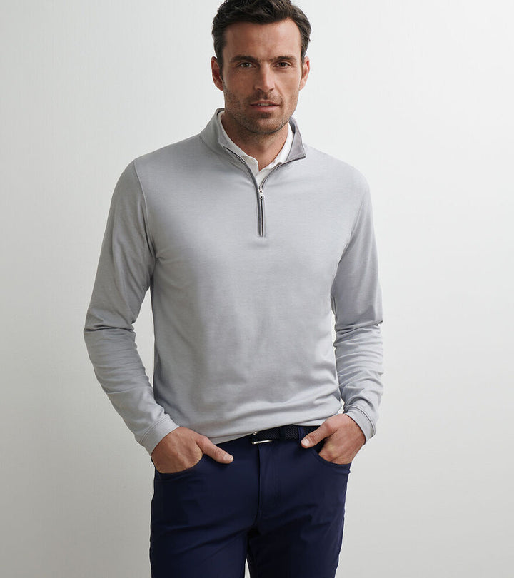 Peter Millar Albatross Cotton-Blend Piqué Quarter-Zip: Gale Grey