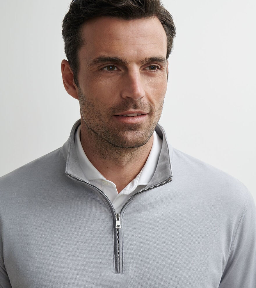 Peter Millar Albatross Cotton-Blend Piqué Quarter-Zip: Gale Grey