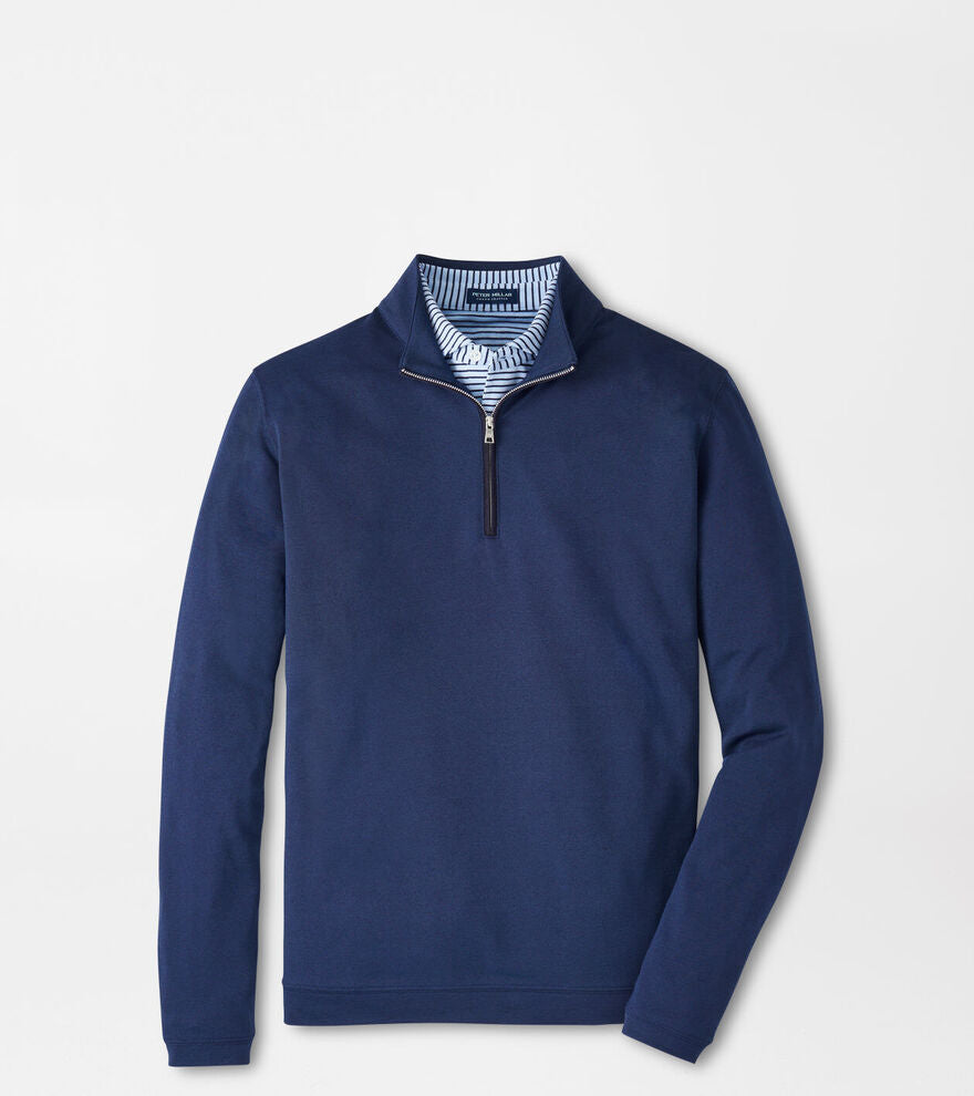 Peter Millar Albatross Cotton-Blend Piqué Quarter-Zip: Navy