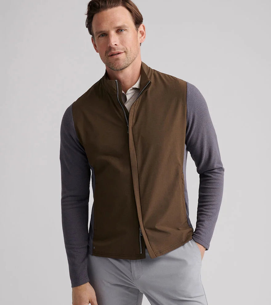Peter Millar Solstice Performance Hybrid Full-Zip Cardigan: Antique Walnut