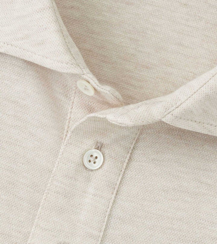 Peter Millar Crown Crafted Amble Long-Sleeve Cotton Cashmere Polo: Barley