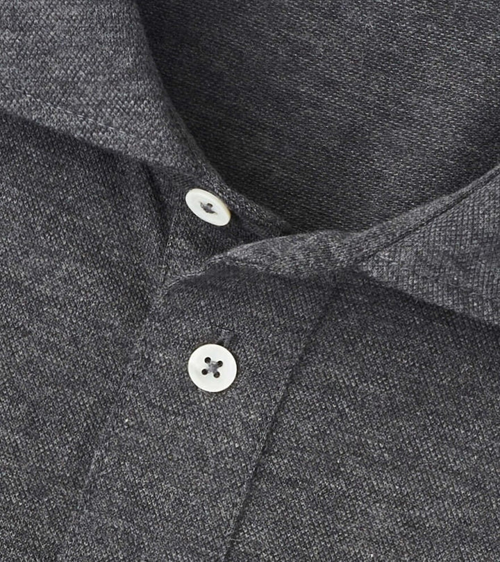 Peter Millar Crown Crafted Amble Long-Sleeve Cotton Cashmere Polo: Charcoal