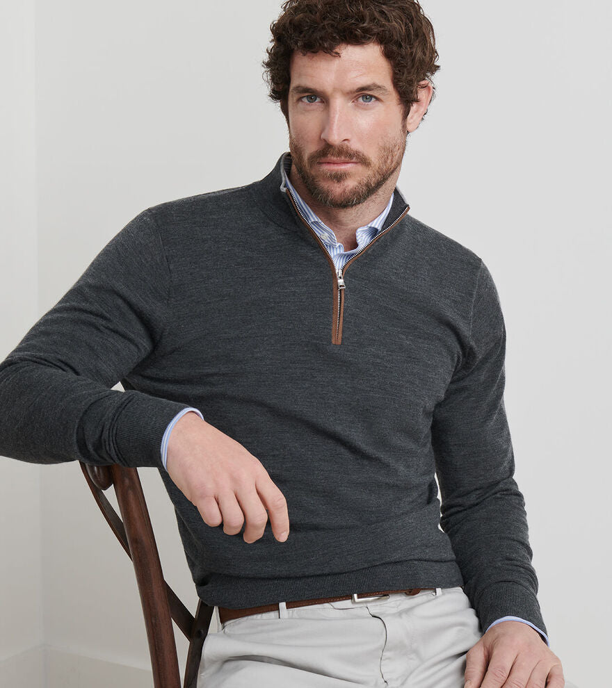 Peter Millar Excursionist Flex Quarter-Zip Sweater: Charcoal