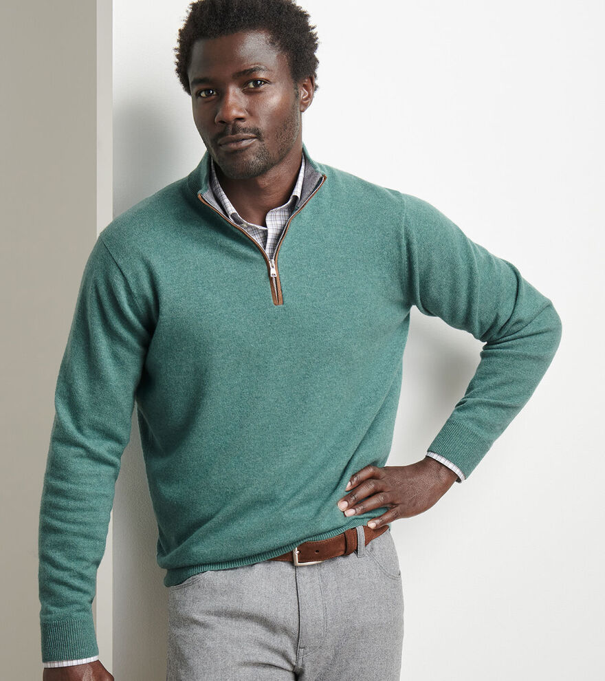 Peter Millar Artisan Crafted Cashmere Flex Quarter-Zip: Sherwood
