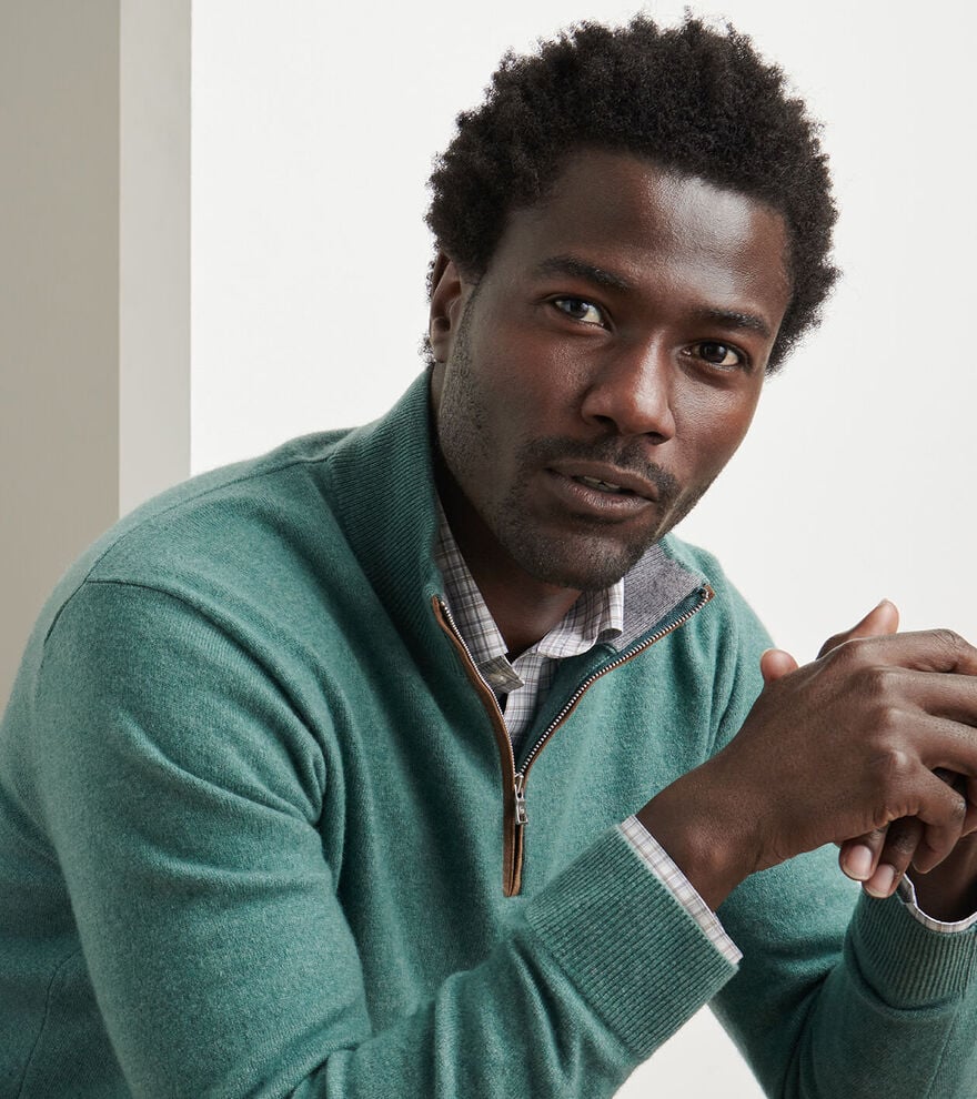 Peter Millar Artisan Crafted Cashmere Flex Quarter-Zip: Sherwood