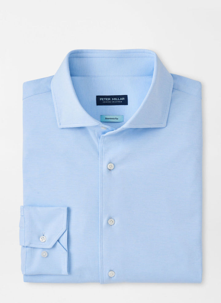 Peter Millar Crown Crafted Excursionist Flex Solid Shirt: Blue Frost