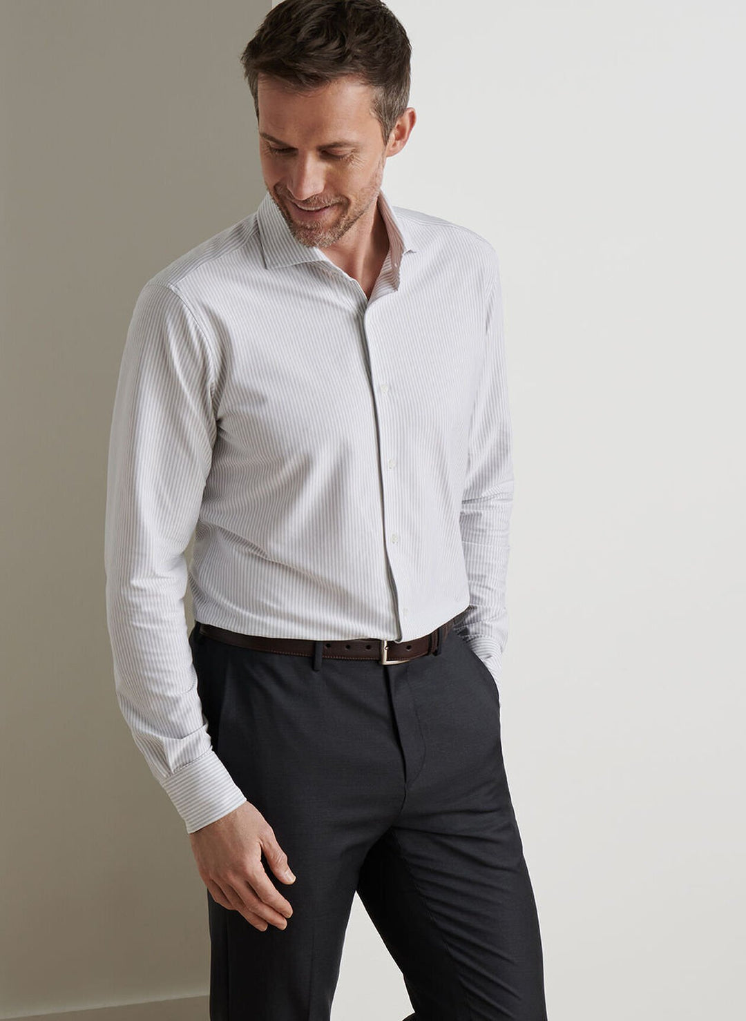 Peter Millar Crown Crafted Excursionist Flex Stripe Shirt: British Grey