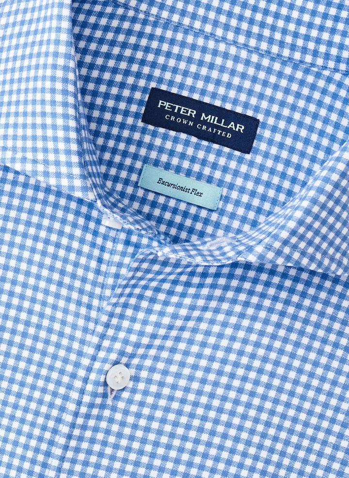 Peter Millar Crown Crafted Excursionist Flex Gingham Shirt: Rain Cloud