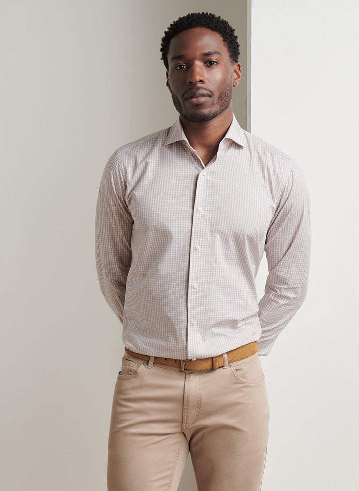 Peter Millar Crown Crafted Torino Cotton Sport Shirt: Camel