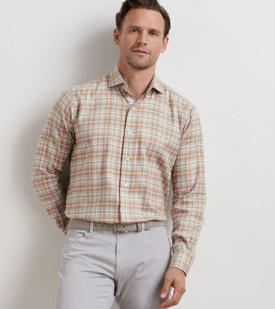 Peter Millar Varallo Italian Flannel Sport Shirt: British Grey