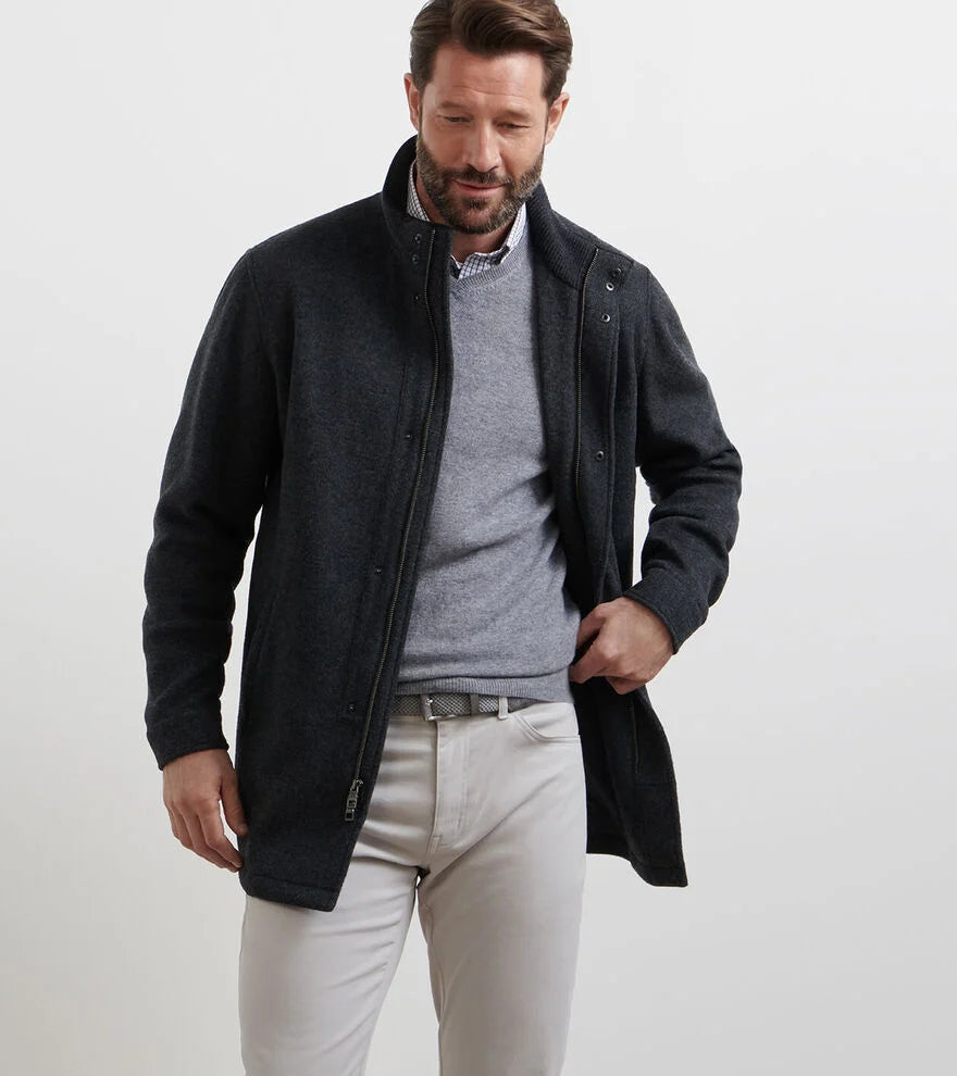 Peter Millar Crown Flex Merino City Coat: Iron