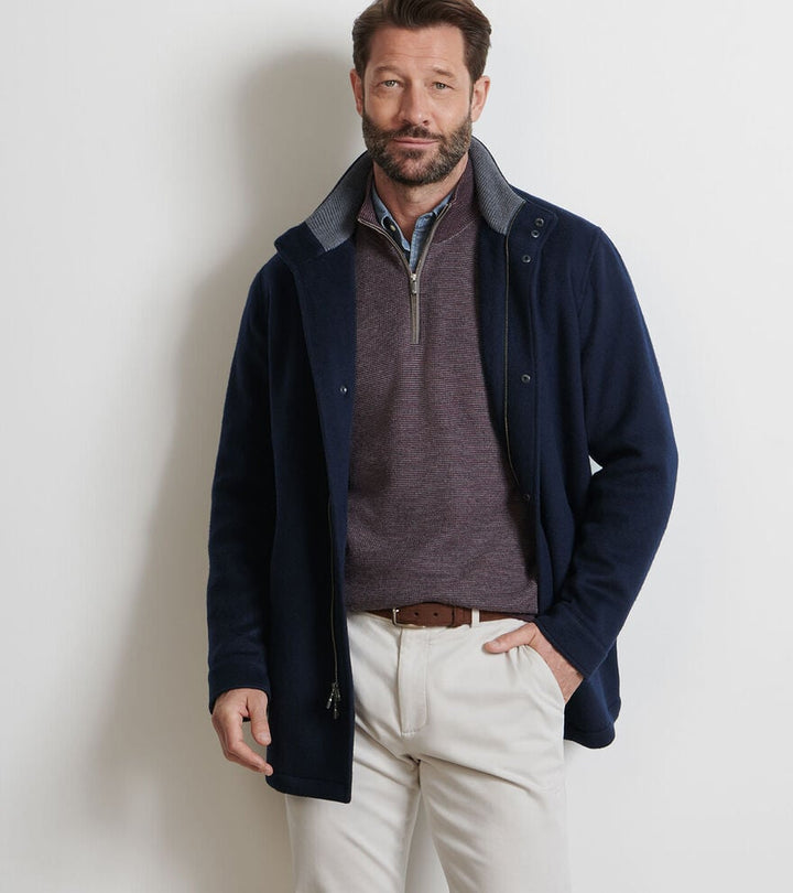 Peter Millar Crown Flex Merino City Coat: Navy