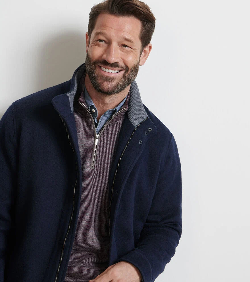 Peter Millar Crown Flex Merino City Coat: Navy