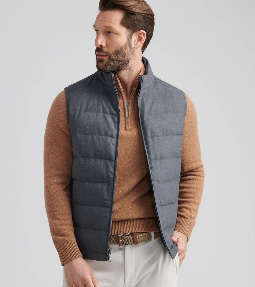 Peter Millar Davos Flannel Vest: Charcoal