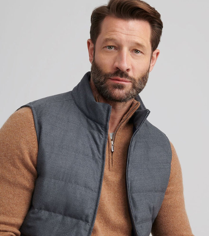 Peter Millar Davos Flannel Vest: Charcoal