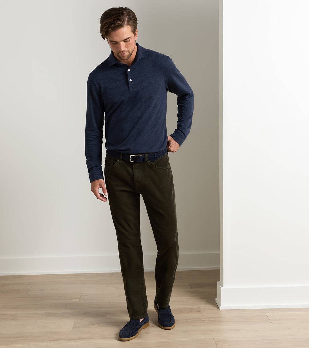 Peter Millar Classic Comfort Corduroy Five Pocket Pant: Olive